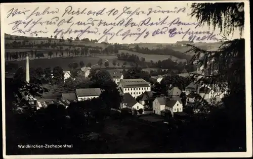 Ak Zschopenthal Waldkirchen Grünhainichen im Erzgebirge Sachsen, Panorama vom Ort