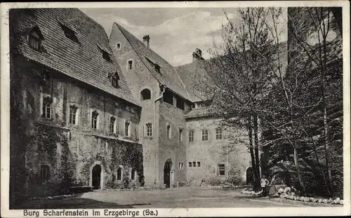 Ak Scharfenstein Drebach im Erzgebirge Sachsen, Burg