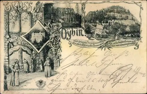 Litho Oybin in Sachsen, Kloster, Refektorium, Mönche