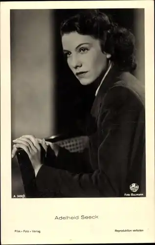 Ak Schauspielerin Adelheid Seeck, Seitenportrait