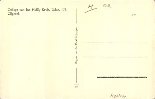 Ak Uden Nordbrabant, College Van Het Heilig Kruis