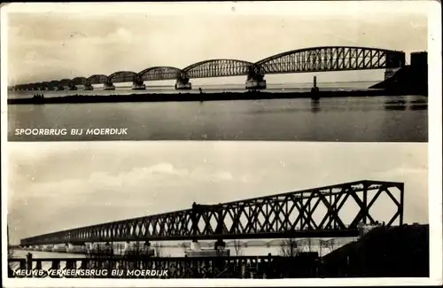 Ak Moerdijk Nordbrabant Niederlande, Spoorbrug over het Hollandsch Diep, Nieuwe Verkeersbrug