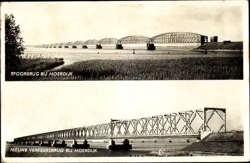 Ak Moerdijk Nordbrabant Niederlande, Spoorbrug over het Hollandsch Diep, Verkeersbrug
