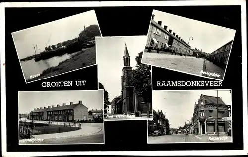 Ak Raamsdonksveer Nordbrabant, Haven, Boterpolder, Ned. Herv. Kerk, Keizersdijk