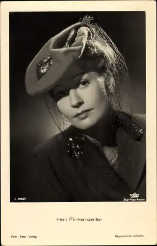 Ak Schauspielerin Heli Finkenzeller, Portrait mit Hut