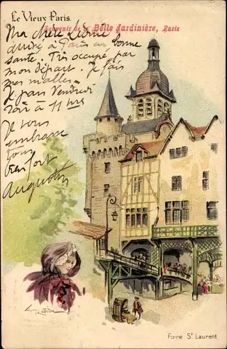 Künstler Litho Robida, Albert, Vieux Paris, Foire Saint Laurent, Belle Jardinière