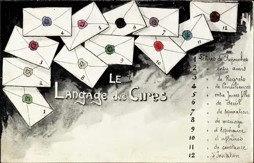 Ak Le Langage des Cires, Lettres, Briefumschläge, Siegelwachs