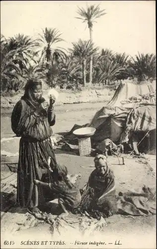 Ak Scenes et Types, Fileuse indigene, Maghreb