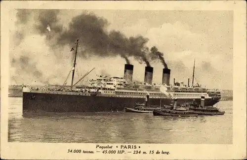 Ak Paquebot Paris, CGT, French Line