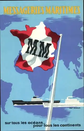 Künstler Ak Messageries Maritimes, sur tous les océans, pour tous les continents