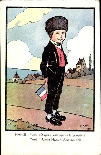 Künstler Ak Hansi, Yerri, Junge in Elsässer Volkstracht