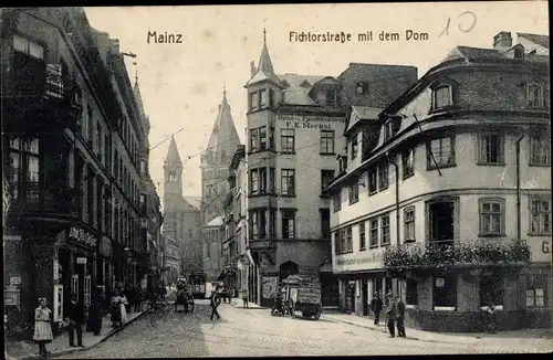 Ak Mainz am Rhein, Fischtorstraße mit dem Dom