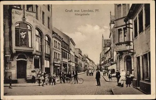 Ak Landau in der Pfalz, Königstraße, Wiener Cafe Kaiser Friedrich