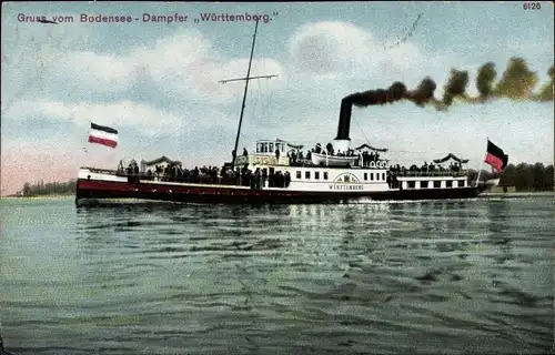 Ak Bodensee-Dampfer Württemberg, Salondampfer