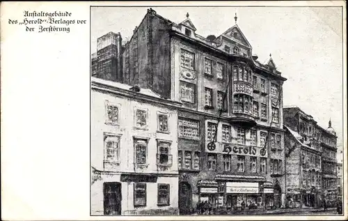 Ak Wien VIII. Josefstadt, Herold-Haus vor der Zerstörung