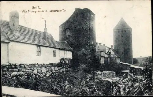 Ak Chojnice Konitz Westpreußen, Alte Festungsmauer mit Schlochauer Tor