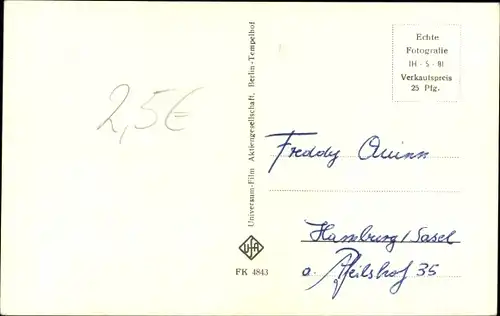 Ak Sänger Freddy Quinn, Portrait, Autogramm