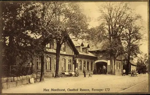 Ak Russee Kiel Schleswig Holstein, Gasthof Russee, Doppelkegelbahn