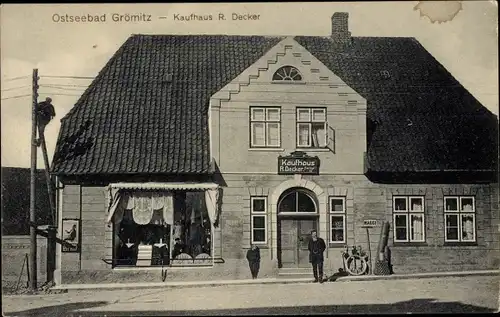 Ak Ostseebad Grömitz in Holstein, Kaufhaus R. Decker, Maggi Schild