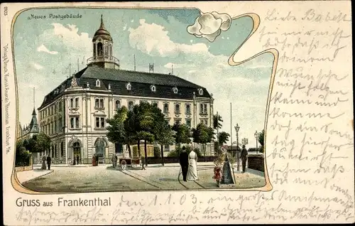 Jugendstil Litho Frankenthal in Rheinland Pfalz, Neues Postgebäude