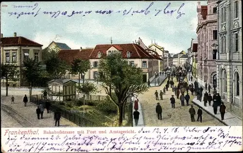 Ak Frankenthal in der Pfalz, Bahnhofstraße mit Post und Amtsgericht