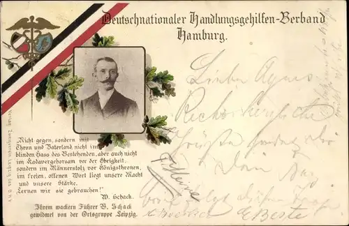 Ak Hamburg, Deutschnationaler Handlungsgehilfen Verband, Führer W. Schack Ortsgruppe Leipzig