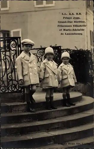 Ak Adel Luxemburg, Prinz Jean, Prinzessinnen Elisabeth und Marie Adelheid