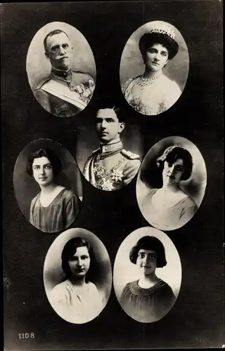 Ak Adel Italien, Viktor Emanuel III, Elena von Montenegro, Umberto, Kinder