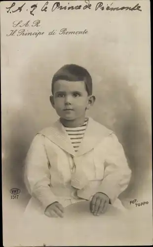 Ak Il Principe di Piemonte, König Umberto II als Kind, Portrait