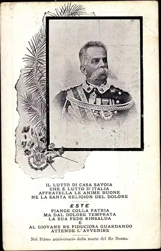 Ak Umberto I, König von Italien, Portrait in Uniform, Orden