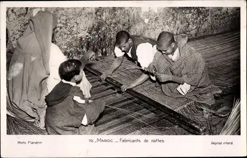 Ak Maroc, Fabricants de nattes, Kinder beim Matten weben