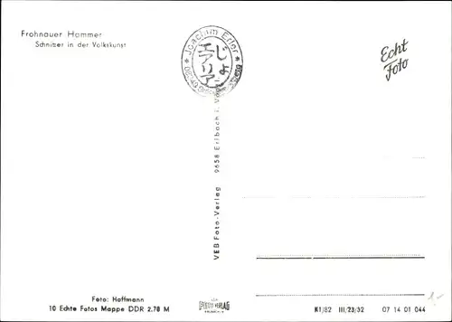 Ak Frohnau Annaberg Buchholz im Erzgebirge, Frohnauer Hammer, Schnitzer in der Volkskunst