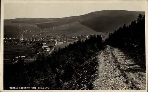 Foto Ak Oberwiesenthal im Erzgebirge, Panorama mit Keilberg