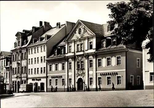 Ak Schneeberg im Erzgebirge, Barockhaus am Ernst-Schneller-Platz, Sparkasse