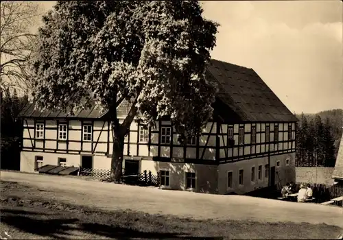 Ak Riesenberger Häuser Sosa Eibenstock im Erzgebirge, Gasthaus