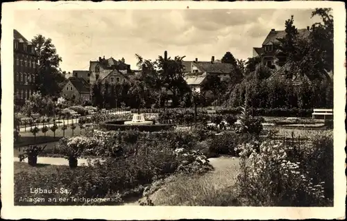 Ak Löbau in Sachsen, Anlagen an der Teichpromenade