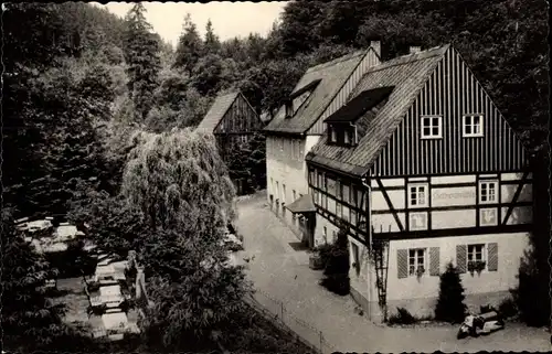 Ak Kleinhennersdorf Gohrisch Sachsen, Waldidyll Liethenmühle, Fachwerkhaus