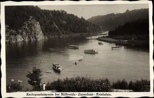 Ak Kriebstein Sachsen, Zschopau Talsperre, Boote