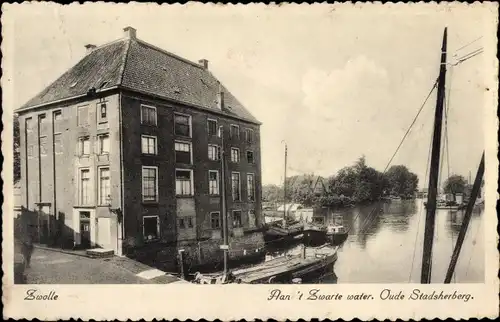 Ak Zwolle Overijssel Niederlande, Aan 't Zwarte water, Oude Stadsherberg