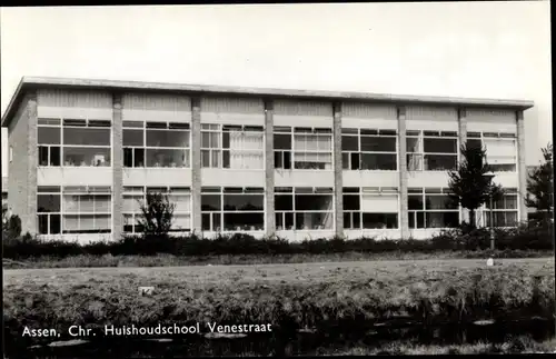 Ak Assen Drenthe Niederlande, Chr. Huishoudschool Venestraat