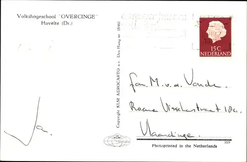 Ak Havelte Drenthe Niederlande, Volkshogeschool Overcinge