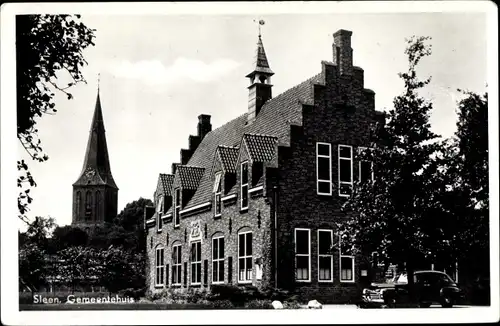 Ak Sleen Drenthe Niederlande, Gemeentehuis