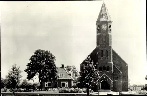 Ak Elim Drenthe Niederlande, Ned. Herv. Kerk en Pastorie