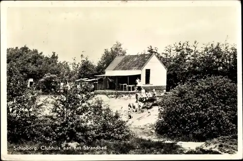 Ak Schipborg Drenthe Niederlande, Clubhuis aan het Strandbad