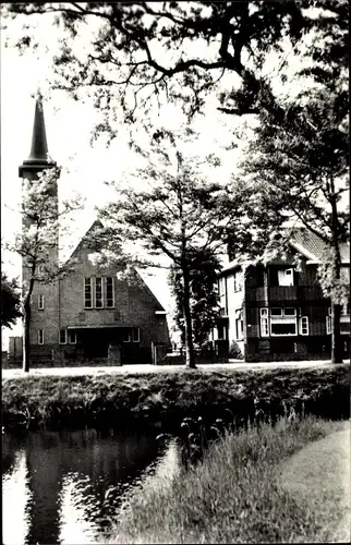 Ak Exloërmond Drenthe Niederlande, Ned. Herv. Kerk en Pastorie