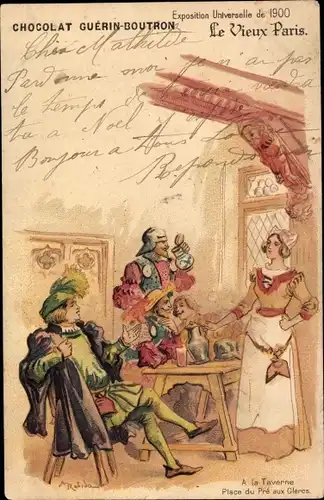 Künstler Litho Robida, A., Exposition Universelle de 1900, A la Taverne, Place du Pre aux Clercs