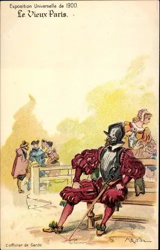 Künstler Litho Robida, Le vieux Paris, Expo 1900, L'Officier de Garde