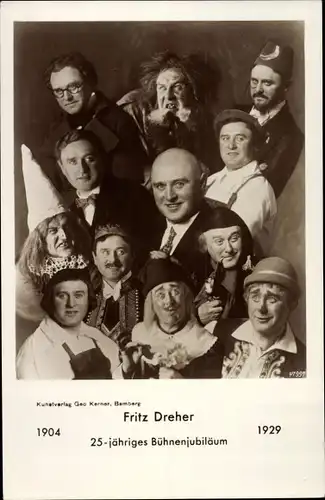 Ak Schauspieler Fritz Dreher, 25-jähriges Bühnenjubiläum 1929, Autogramm