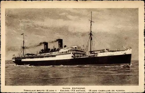 Ak Paquebot Espagne, CGT, French Line