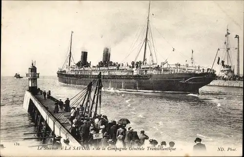 Ak Paquebot La Savoie de la CGT French Line, Steamer, Dampfer